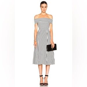 10 Crosby Derek Lam Black and White Striped Midi Dress size M